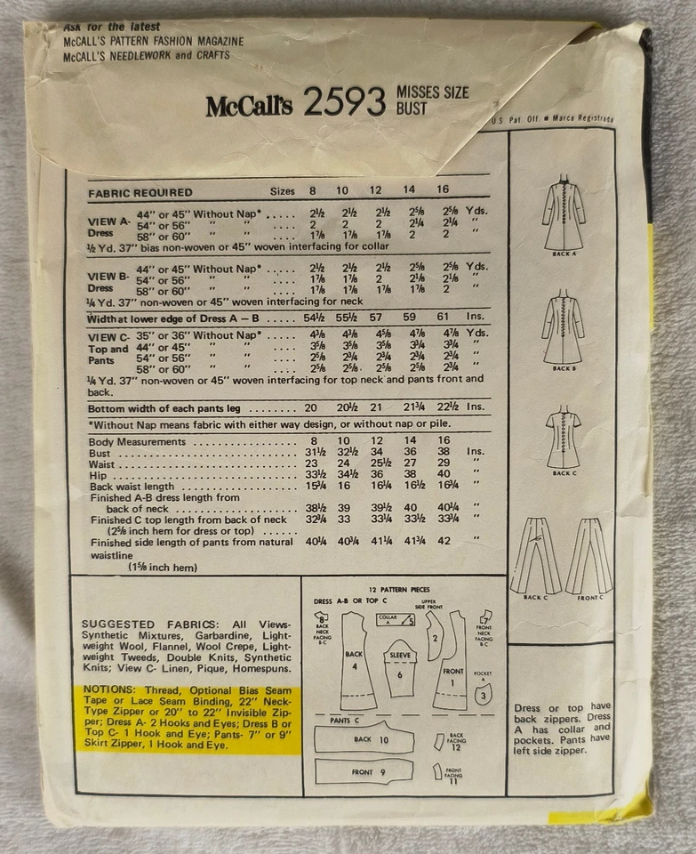 Vintage 1970s Pattern Lot Simplicity McCalls Dress Jumpsuit Pants Top Skirt 12 - Image 3 of 4