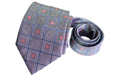 ERMENEGILDO ZEGNA MEN'S PURPLE, BLUE/GEOMETRIC Width: 3.5/8" Length: 60"