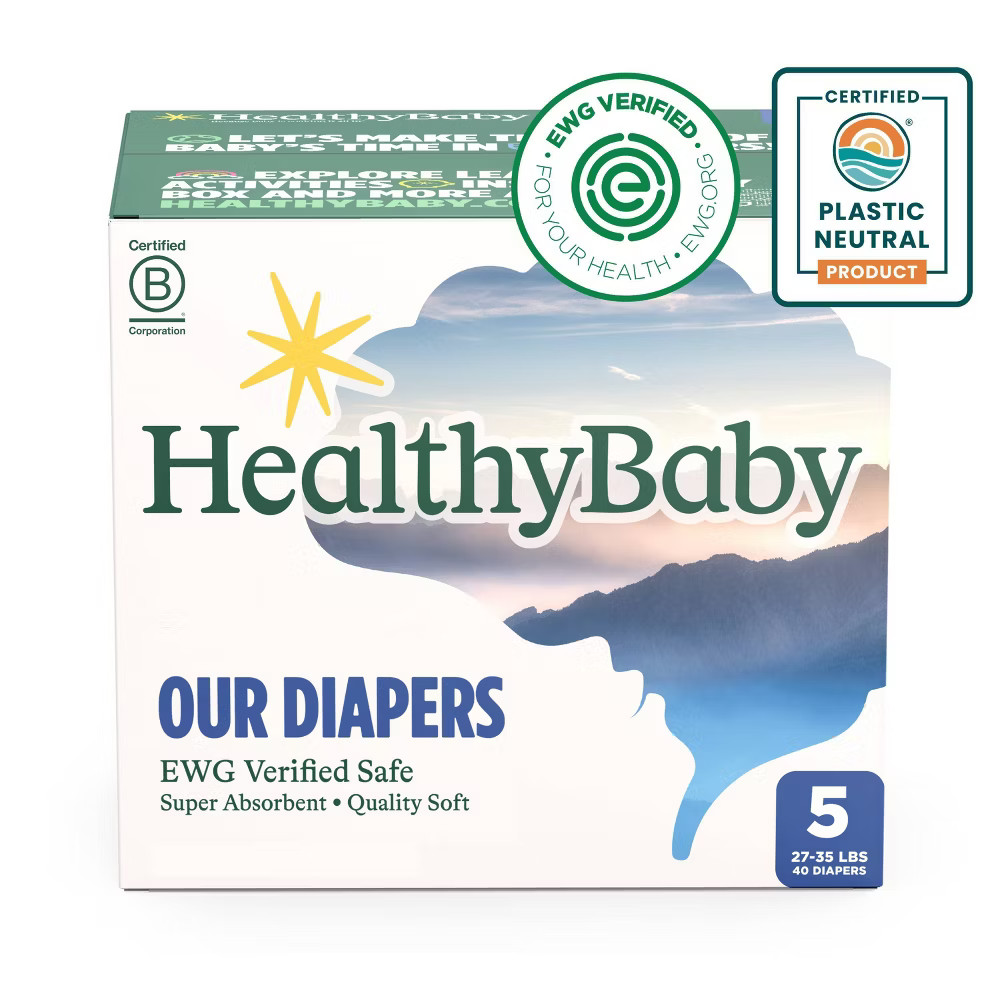 Сертифицированные подгузники HealthyBaby из безопасного органического хлопка 40 карат, Размер 5