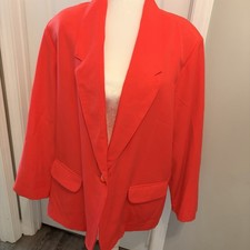 Liz Baker Essentials Vtg 80s Pink Coral Blazer 18 Jacket Retro Power Office EUC