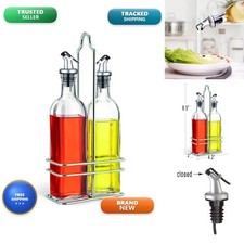 Cuisinox Oil and Vinegar Bottle Cruet Set with Wire Caddy