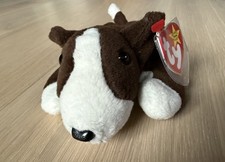 Vintage Ty Beanie Baby 1997 Bruno the Dog, with Tag Errors, P.V.C. Pellets,