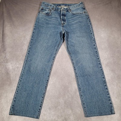 Levis 501 Premium Jeans Mens 30x32 Blue Medium Wash Big E Button Fly Straight
