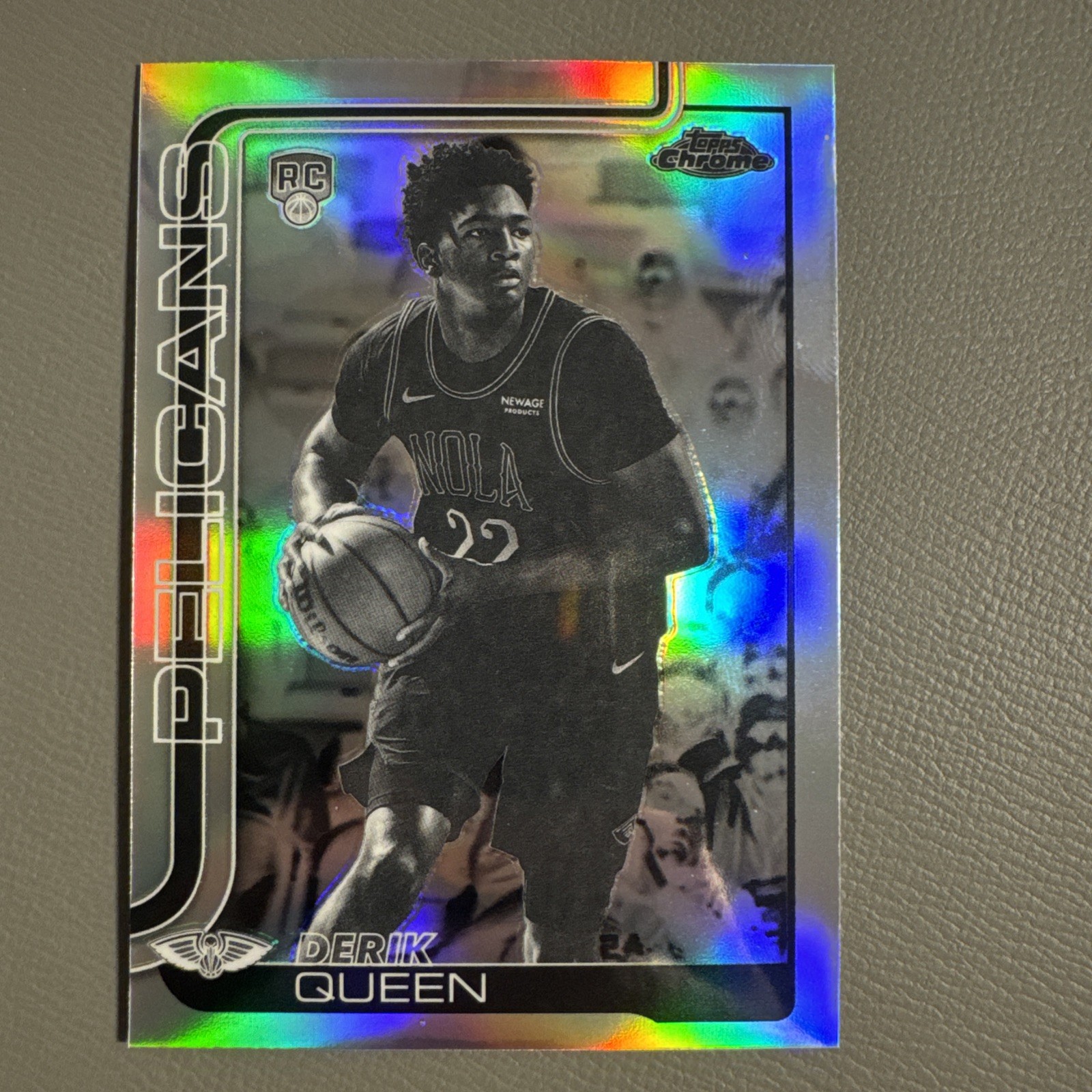 Topps Chrome 2025-26 Derik Queen RC Rookie Negative Refractor #263 Pelicans