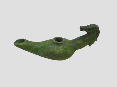 Horse Oil Lamp Roman Style  SPQR Handmade Bronze Ancient  Antique Look