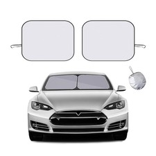 2 PCS Car Windshield Sun Shade, Auto Sun Heat and UV Silver-S 24 29 inches 