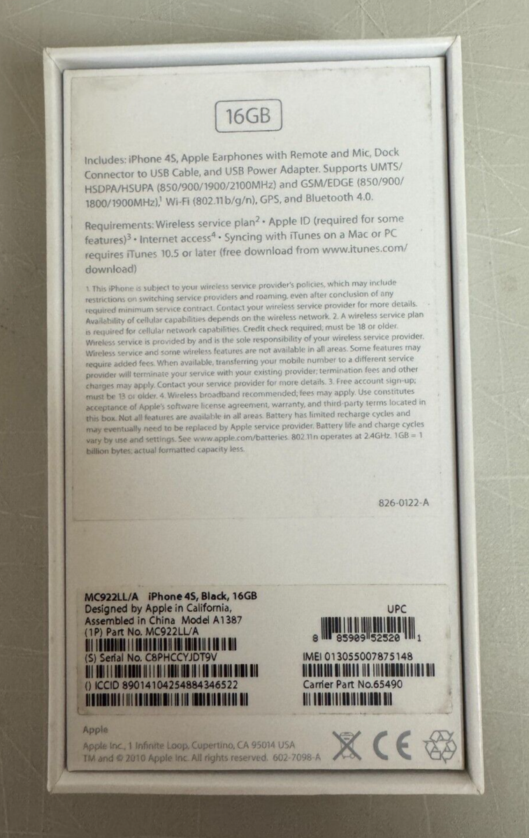 iPhone 4s Black 16GB (BOX ONLY) | eBay