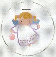 Angel with Ornament Christmas Ornament Hand Painted Needlepoint Canvas
