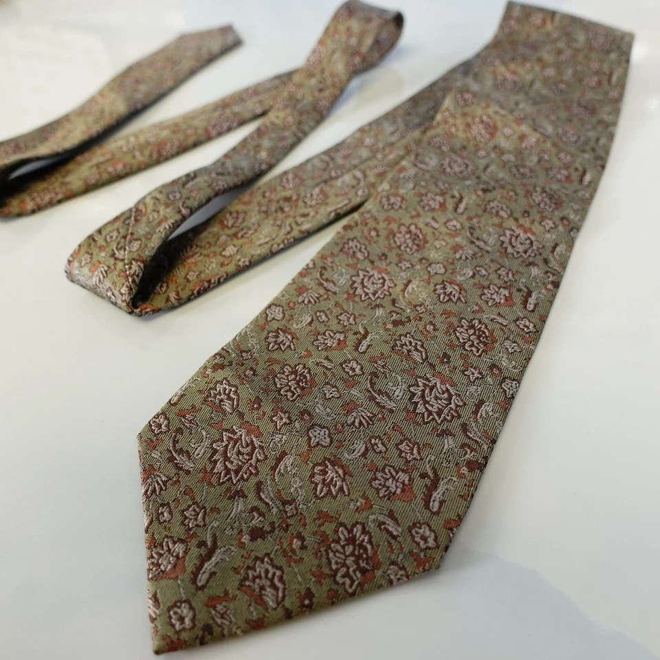 KARL LAGERFELD Neck Tie Men Gray Pink Floral Silk Suit Boho Jacquard Cool Japan - Image 4 of 4