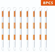 Orancl 8pcs 4-8.8Ft Retractable Traffic Cone Bar Barrier for Secure Setup
