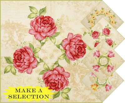 VICTORIAN FLORAL TULIPS, ROSES, FABRIC PANELS & STRIPS  (MAKE A SELECTION)