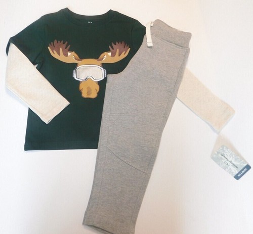 Tommy Bahama Boy’s T-Shirt & Sweatpants Green Brown SIZE XS/4 Moose Theme NEW - Picture 7 of 7