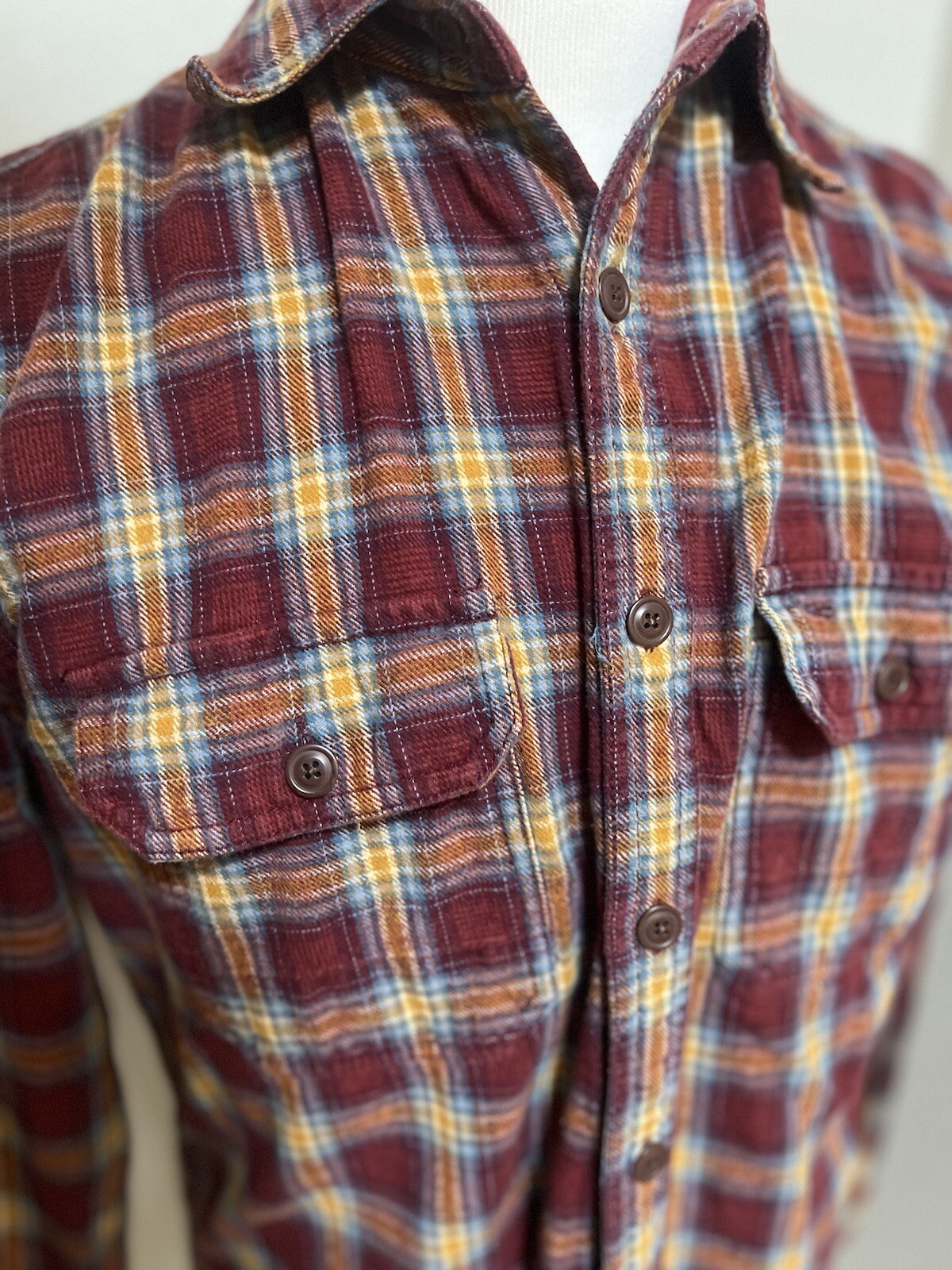 FOSSIL Mens Plaid Flannel Button Front Shirt Size… - image 3