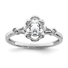 Silver  White Topaz & Diam. Ring QBR21APR