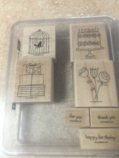 Stampin Up-HAPPY MOMENTS-Wood Mounted Rubber Stamp Set of 7