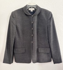 Jones New York Studio Women's Tweed Blazer 100 Wool 14P Button Loop Old Money