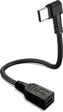 Mini USB Female to Type C Male Cable,90 Degree USB-C black