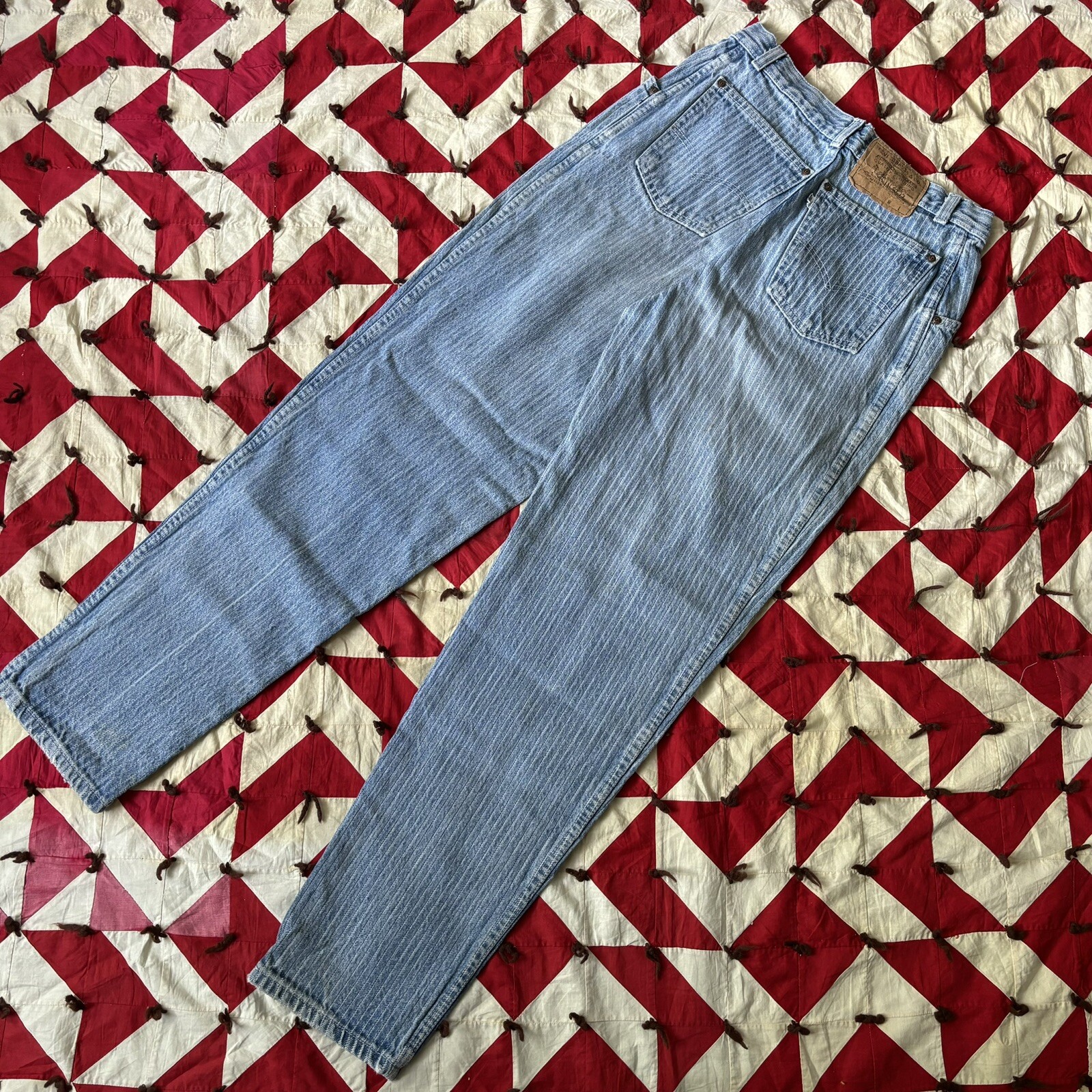Vintage 1980s Pin Stripe Levi’s As Is Worn Flaws BROKEN ZIPPER Tapered