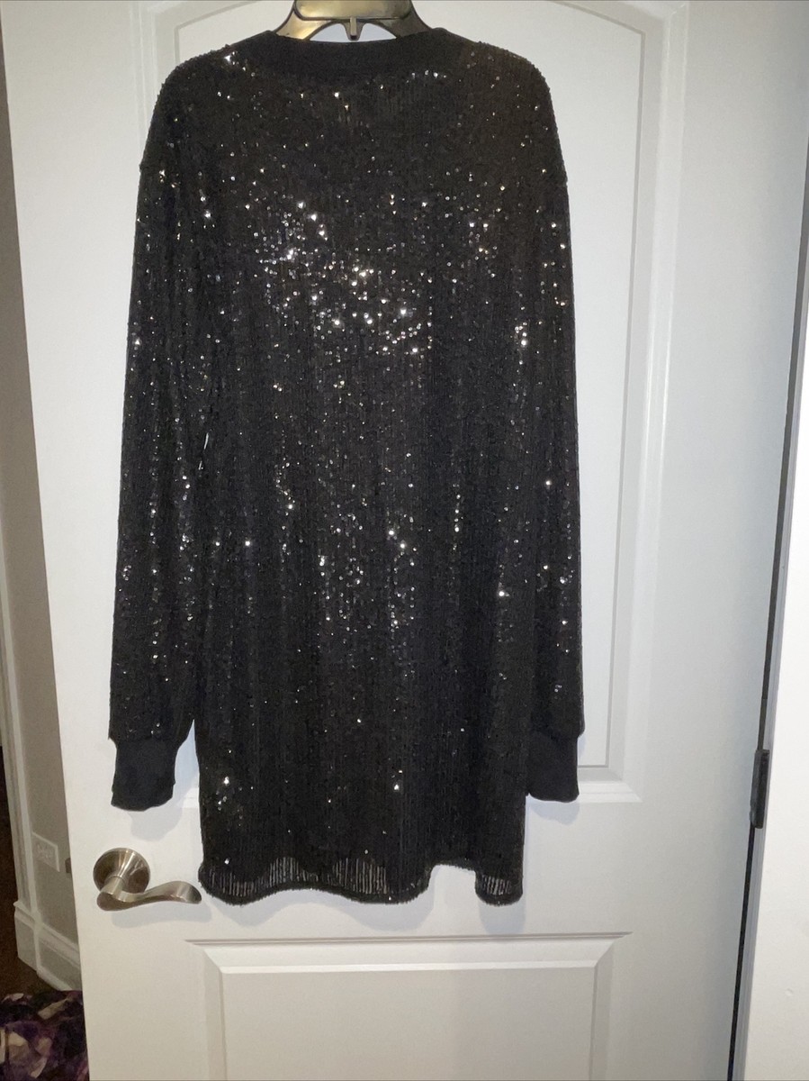 all saints long sleeve sequin dress AllSaints Women's Juela Sequin Dress, Black, Size: S