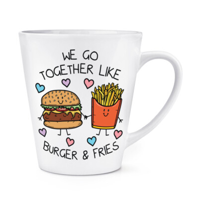 We Go Zusammen Wie Hamburger & Frittieren 341ml Latte Becher Lustig Valentinstag