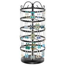 5 Tier Metal Rotating Earring Holder Organizer Stand Adjustable Display Tree ...