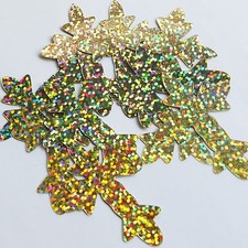 Sequin Fleurie Cross 2" Gold Hologram Glitter Sparkle Metallic. Made in USA