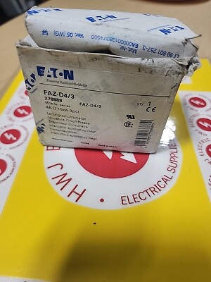 Eaton FAZ-D4/3-NA 4 Amp Circuit Breaker 3 Pole 15Ka New 