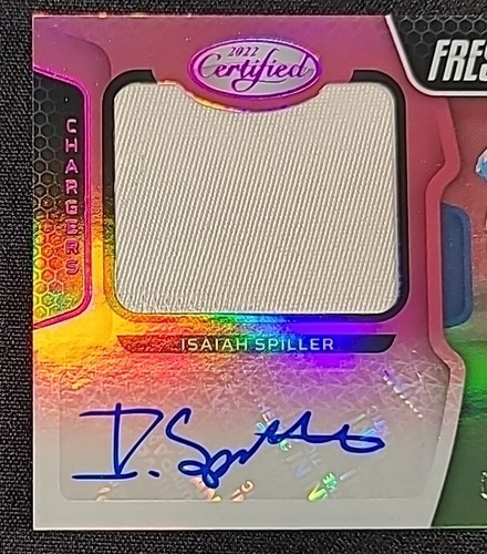 Isaiah Spiller 2022 Panini Certified ROOKIE AUTO PATCH #/199 PINK RC Card #210 - Picture 5 of 8