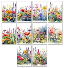 10 Assorted All Occasion Note Cards Blank Greeting Cards Watercolor Wildflowers