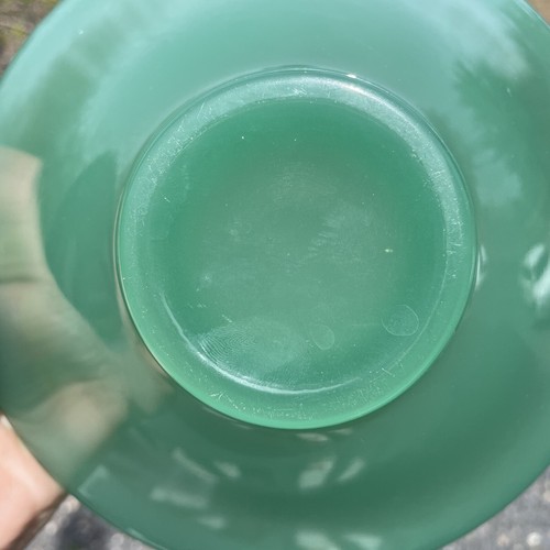 Vintage Fenton Jadeite Green Art Glass Console Display Bowl 20th C. Retro - Picture 12 of 13