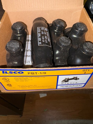 NEW BOX OF 4 ILSCO PBT-1/0 INSULATED SPLICE CONNECTOR B110