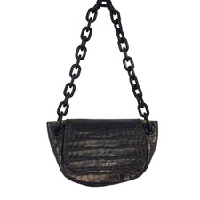 Simon Miller Bend Bag Black Croc Embossed Leather Chunky Chain Link Strap