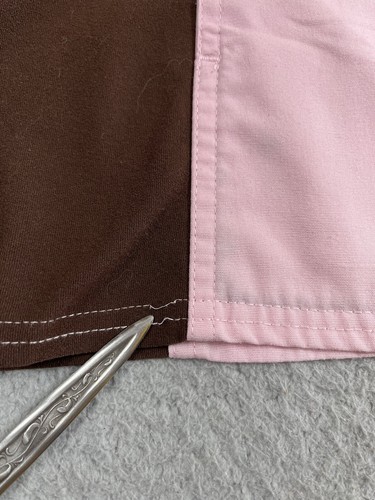 Cherokee Scrubs Top Women’s Medium Pink Brown Knit Panel Medical Dental Vet Tech - Picture 2 of 13