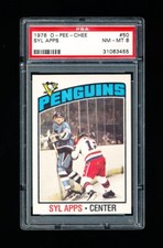 1976 OPC HOCKEY 50 SYL APPS PSA 8 NM-MINT PENGUINS