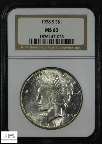 1928 S Peace Silver Dollar $1 NGC MS 63