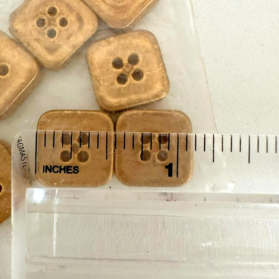 Vintage Goldtone Metallic 2 Hole Buttons 1970s 9/16 inch - Image 3 of 3