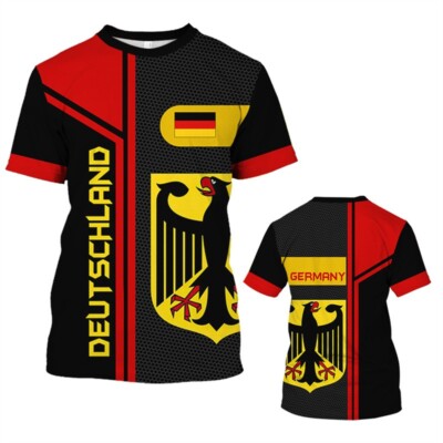 Deutsche Germany Flagge Adler eagle Sports Kurzarm T-Shirt Shirt Polyester