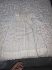 Antique Sheer White Cotton With Lace Christening Baptismal Gown