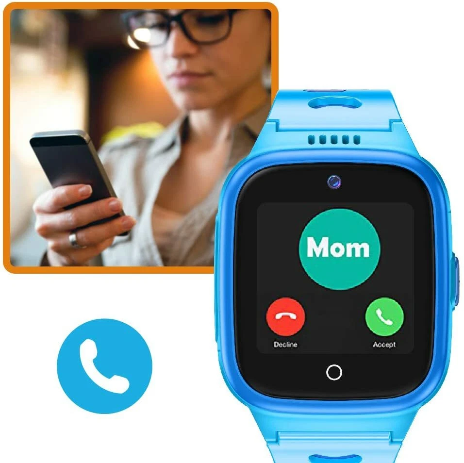 2023 Model 4G Kids Smart Watch Preinstalled SpeedTalk SIM Card GPS Locator -BLUE - Image 3 of 4