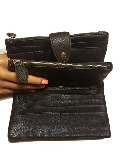 Portafoglio donna due cerniere nero morbido Porta Tessere | eBay