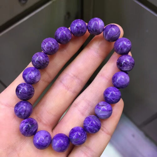 10mm Top Quality Natural Purple Charoite Crystal Gems Beads Bracelet AAA - Picture 1 of 9