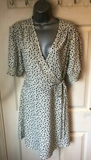 NEW LOOK KIND White/Black Floral Print Belted Wrap Dress UK 10 BNWT