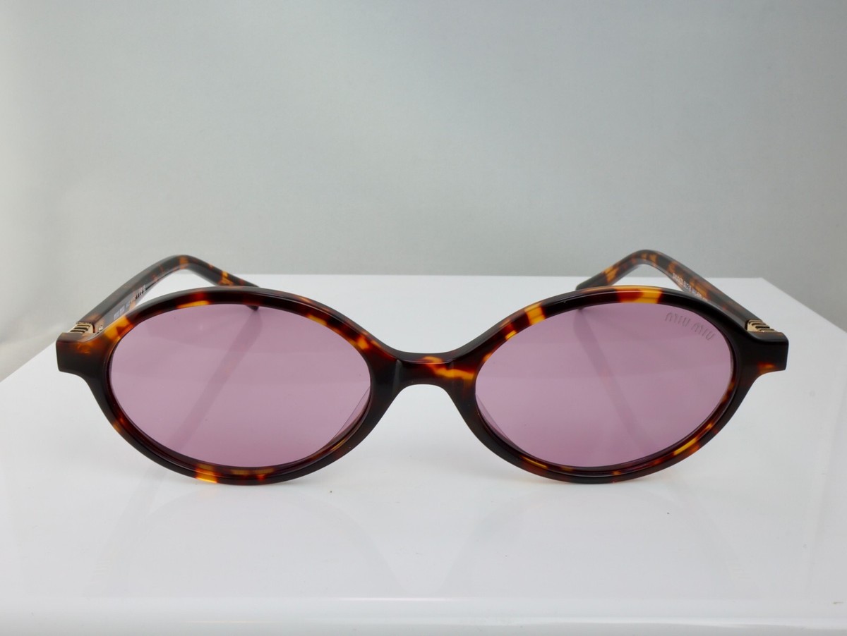 Miu Miu SMU04ZS 50mm Regard Oval Sunglasses in Tortoise with Pink