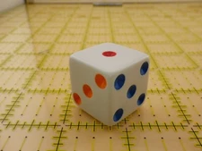 25mm D6 (Six Sided) Polyhedral Die White with Rainbow Colors Dice - PER EACH