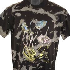 Vintage Antigua T Shirt Mens Size Medium Black 80s Tropical Fish Made In USA