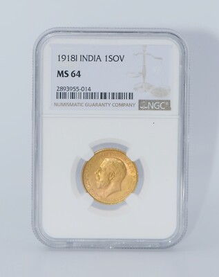 NGC鑑定　MS64 外国銀貨　フランス　1918年　1フラン 1918 India 1 Sovereign Gold Coin NGC MS64 | eBay