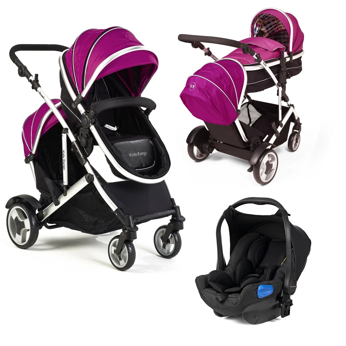 Kids Kargo Duel Ds Baby Tot Pushchair Pram Travel System Free