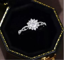 Silver new delicate dainty  minimalist cluster ring snow flake detail  all sizes