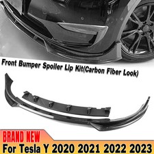 Carbon Fiber Style Front Bumper Spoiler Splitter Lip For Tesla Model Y 2020-2023