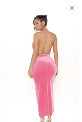 Fashion Nova Higher Standards Velvet Midi Dress Size Small/pink | eBay